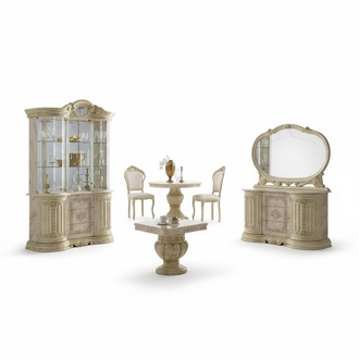 Rococo style made of real wooden dining room set of showcase & dressing table