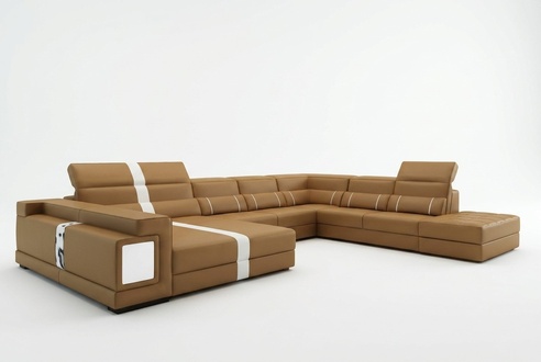 Leather Sofa Living Area Corner Sofa Couch U Shape Living Room