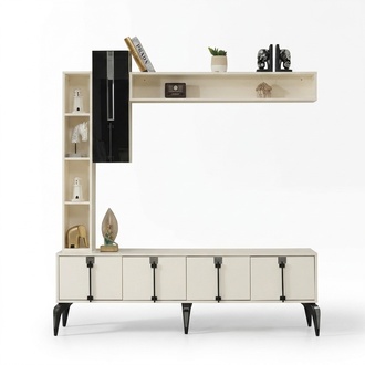 Luxury living room set 4-piece TV stand wall unit design wooden furniture wall shelf