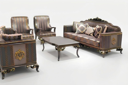 Luxury Living Room Set Sofa Set 3+3+1+1 Seater, Comfortable 2x Armchair