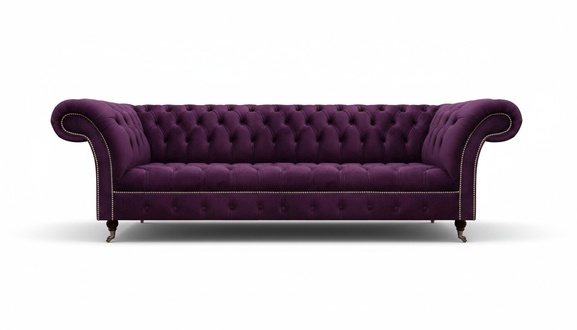 Luxury Purple Sofa 4-Seater Big Upholstered Furniture Textile Sofa Chesterfield Furniture