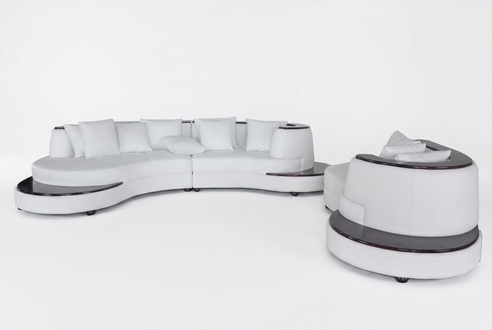 Corner sofa with USB upholstery designer leather XXL U-shape leather sofa living area