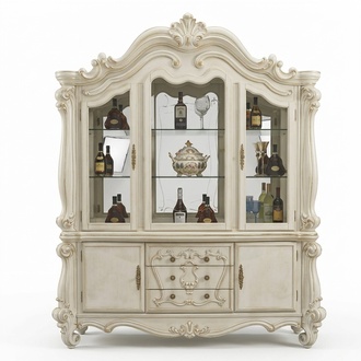 Luxury Display Case Glass Cabinet Antique Style Baroque Rococo Wood