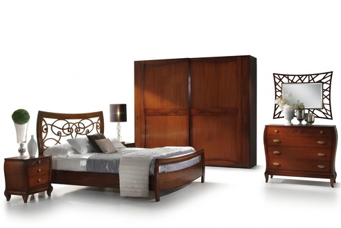 Luxury Set Bedroom Bed Nightstand Wardrobe Chest of Drawers Mirror New 6tlg