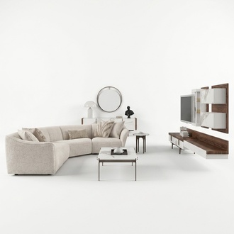 Luxury corner sofa set L-shaped living room coffee table side table