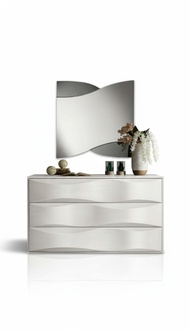 Luxury Set Chest of Drawers with Mirror Console Set Wood Modern Design White