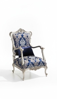 Luxury Single Seater Armchair Furniture Blue Floral Pattern Lounge Baroque