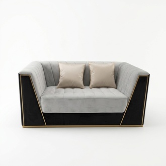 Luxury Sofa 2Seater Furniture Design Upholstery Black Textile Velvet Sofas Couches Medusa