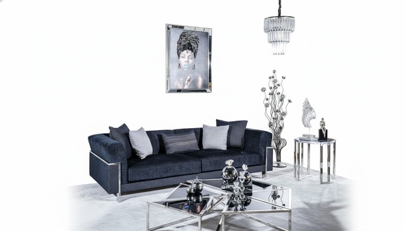 Luxury sofa 3 seater sofas textile couch design furniture three seater black