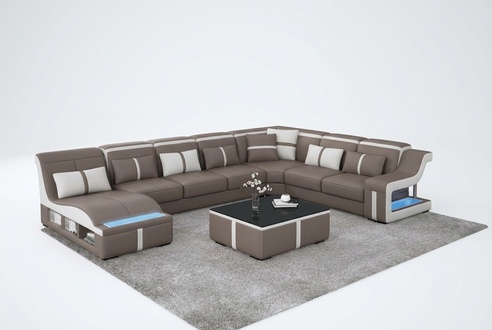 Luxury sofa corner couch design living landscape sofas corner set + light + USB