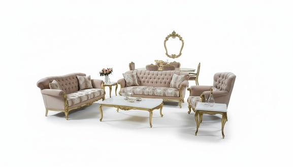 Luxury Sofa Couch Set 5pcs Sofa Set 3+2+1 Coffee Table Side Table Armchair