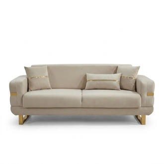 Luxury Sofa Couch Three-seater Beige Sofas 3-Seater Couches Upholstered Design Lounge