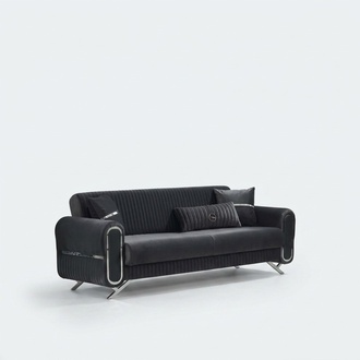Luxury Sofa Couch Three-seater 3-Seater Sofas Upholstered Design Lounge Gray Furniture