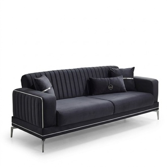 Luxury Sofa Couch Three-Seater 3-Seater Couches Design Lounge Gray Furniture Upholstered