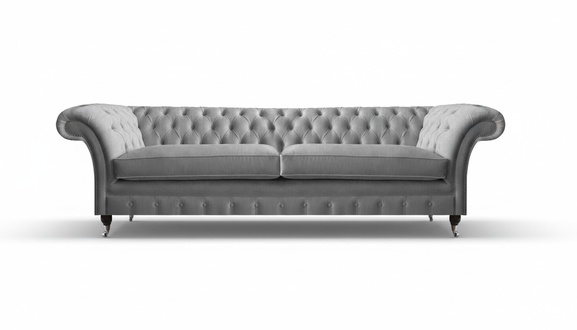 Luxury Sofa Couch Two-Seater Living Room Chesterfield Designer Upholstered Gray