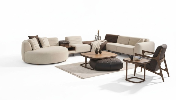 Luxury Sofa Couch U-Shape Upholstered Furniture Living Room Corner Sofa Textile Furnishing