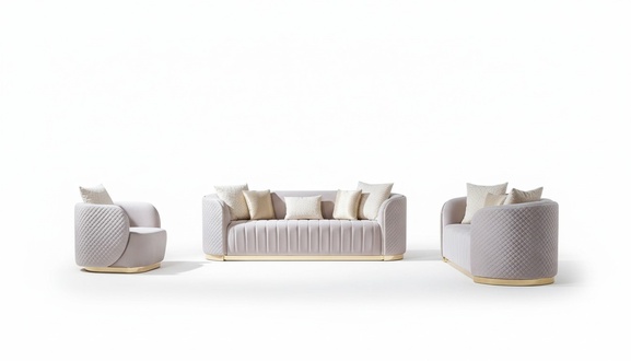 Luxury sofa oval sofa set upholstery furniture 3 + 2 + 1 velvet textile 3 pieces.
