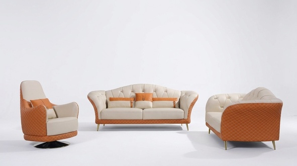 Luxury Sofa Set 3+1+1 Seater with Furniture Couch Leather Sofa Textile Group Sofas