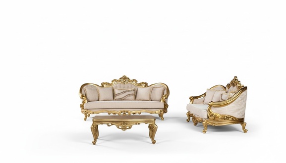 Luxury Sofa Set 3+3 Seater Armchairs Sofas Set Fabric Baroque Seat Group Set