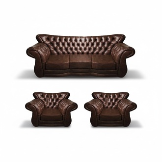 Luxury sofa set 3-piece brown upholstered furniture sofa three-seater leather armchair new