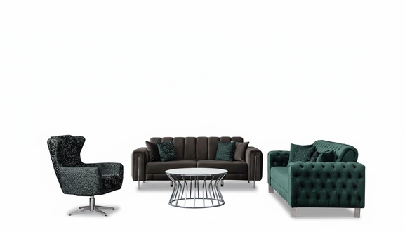 Luxury Sofa Set Couch Set Sofa 3-seater Armchair Green Gray Living Room