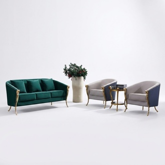 Luxury sofa set 3+1+1 seater green seating living room furniture