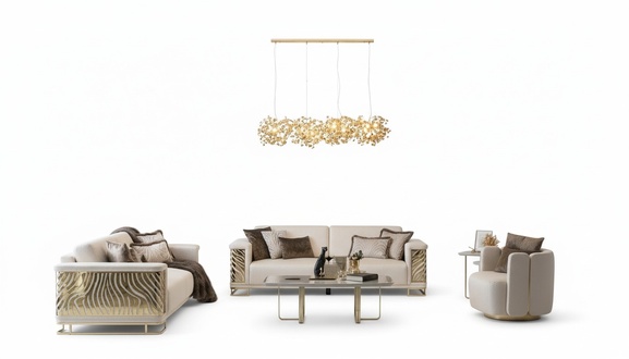Luxury sofa set 4+3 seater armchair coffee table modern 4-piece set design.