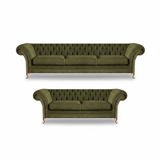 Luxury sofa three-seater and two-seater couch modern design 2x sofas Chesterfield