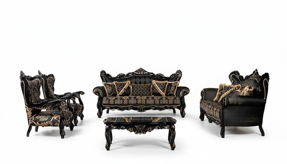 Luxury Set 5pcs Sofa Set 3+3+1+1 Seater Coffee Table Sofa Armchair Sofas