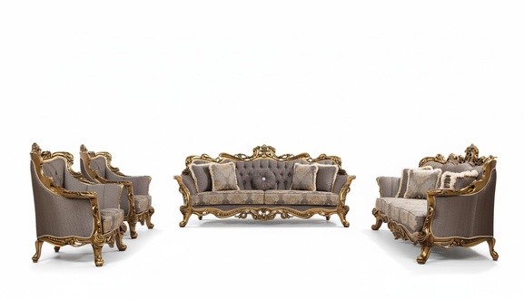 Luxury Set 5pcs Sofa Set 3+3+1+1 Seater Coffee Table Sofa Sofas Armchairs