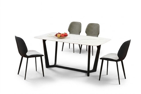 Luxury Dining Table Stainless Steel Marble Imitation Stone Dining Room Furniture