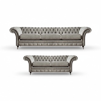 Luxury Textile Complete 2x Sofas Couches Living Room Complete Set Chesterfield