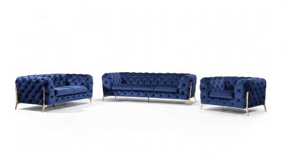 Luxury Textile Fabric Sofa Couch Upholstery Seat 3+1 Set Chesterfield Sets