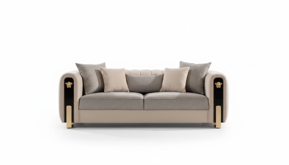 Luxury Beige Three-Seater Sofa 3-Seater Sofas Seating Design Classic Furniture Couches