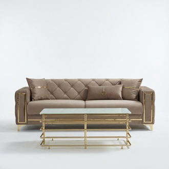 Luxury three-seater sofa fabric sofa upholstered sofa beige couch 3 seater couches