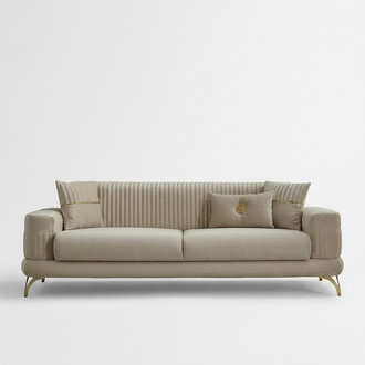 Luxury three-seater upholstered sofa fabric sofa couch sofa 3 seater beige couches