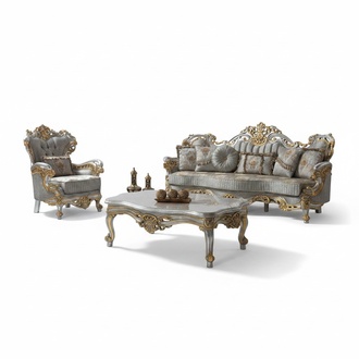Luxury upholstered sofa sofa set Complete sofa set Grey fabric sofa