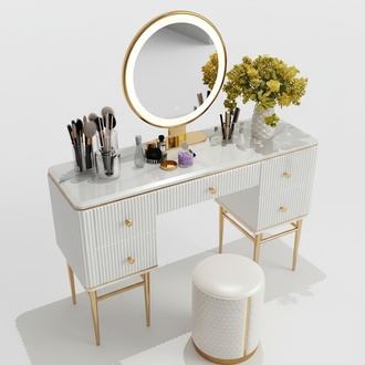 Luxury Dressing Table Mirror Stool Complete Chest of Drawers Bedroom 100x40 Console Stainless Steel