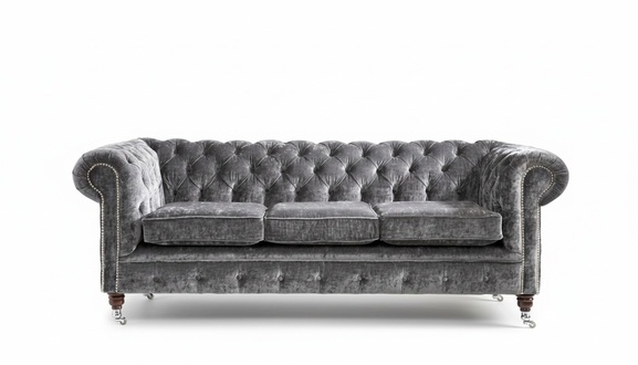 Luxurious Textile Sofa 3-Seater Comfortable Grey Couch With Soft Cushions Living Room New