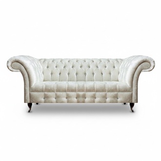 Luxury White Chesterfield Upholstered Designer 3-Seater Sofa Furniture