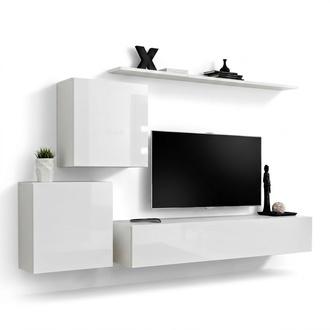 Luxury white living wall design sideboard furniture wall cabinet TV stand shelves