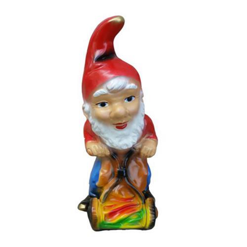 Colorful decorative sculpture designed as a dwarf with a wheelbarrow 33cm M18
