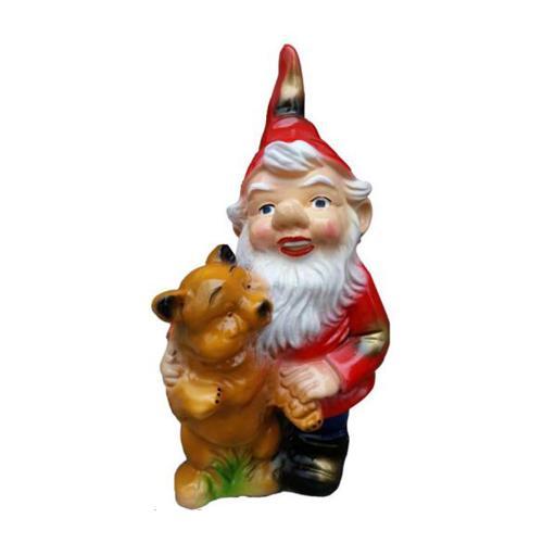 Colorful decorative sculpture designed as a dwarf with a bear cub 34cm M24