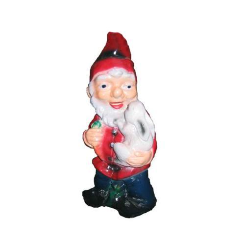 Colorful decorative sculpture designed as a dwarf holding a bunny 38cm M3