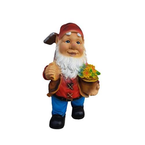Colorful decorative sculpture designed as a dwarf gardener with flowers 50cm M36