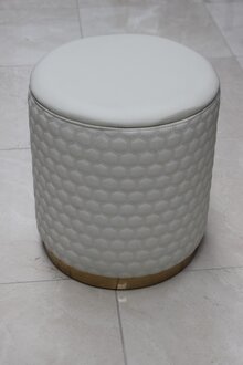 Round Footstool Ottoman Seat Bench Sofa Pouf Metal Upholstery On Stock