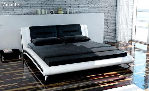 Modern style leather double bed with stainless steel 140/160/180x200cm sizes, model mairobi