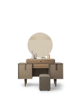 Dressing Table Console Table Puff Dressing Table Wood Grey Mirror Set