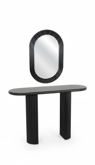 Wooden vanity table in modern black with mirror