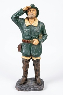 Decor sculpture designed as a standing man hunter looking far 83x35x40cm